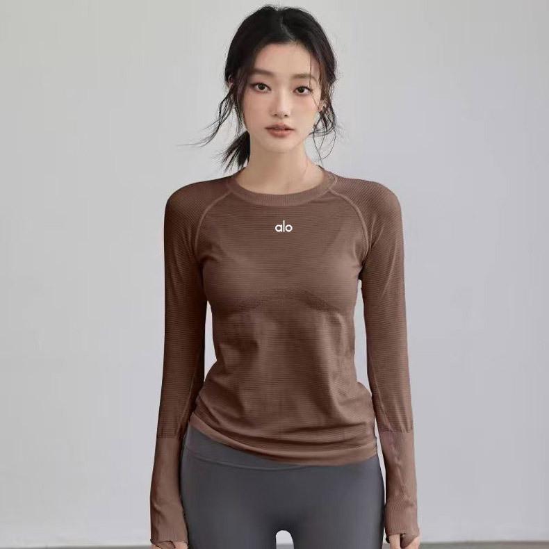 Women's Quick-Dry Sports Yoga Long-Sleeve T-Shirt - Round Neck, Versatile for Autumn/Winter Training