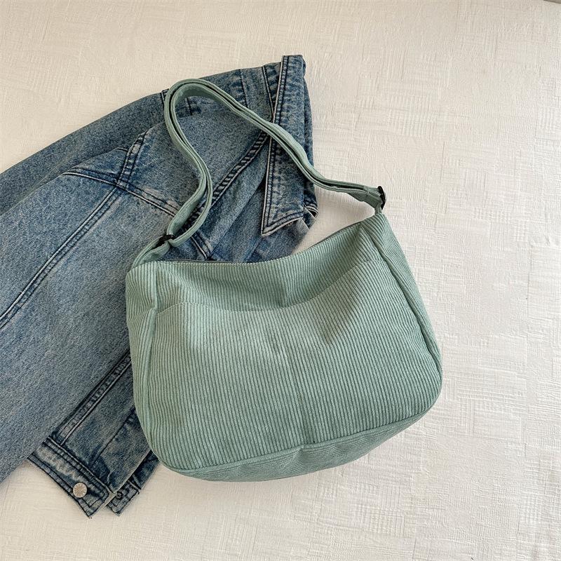 Cotton Corduroy Shoulder Bag for Women Large Capacity Crossbody Purse Jelly Style Daily Tote