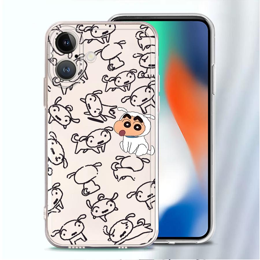 Case for iPhone 17 Pro Max 11 13 Pro 15 16 Air XS Max XR 14 Plus 7 8 12 Mini Soft Phone Cover Crayon Shin Chan Little White