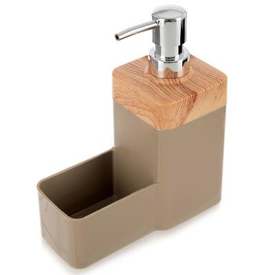 Kitchen Dish Soap Dispenser Container Holder for Sponge Scrubber Beige