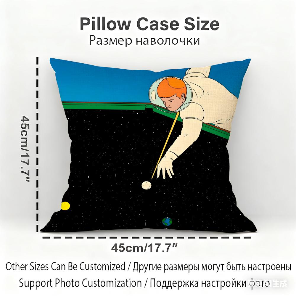 Planet Illustration Cushion Cover Household Decoration Linen Sofa Cushion Cover: Skin-Friendly & Breathable With Invisible Zippe