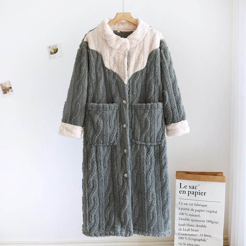 Podzim/Zima Nové Coral Fleece noční košile Dámské Plyšové zesílené noční košile Župan Dlouhý flanel Domácí župan Dámská noční košile
