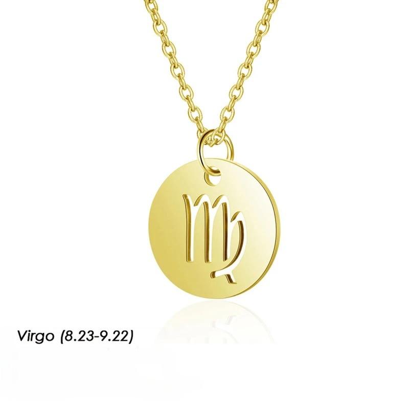 12 Constellation Necklaces for Women Girl Zodiac Sign Gold Color Pendant Necklace Aries Leo 12 Constellations Jewelry