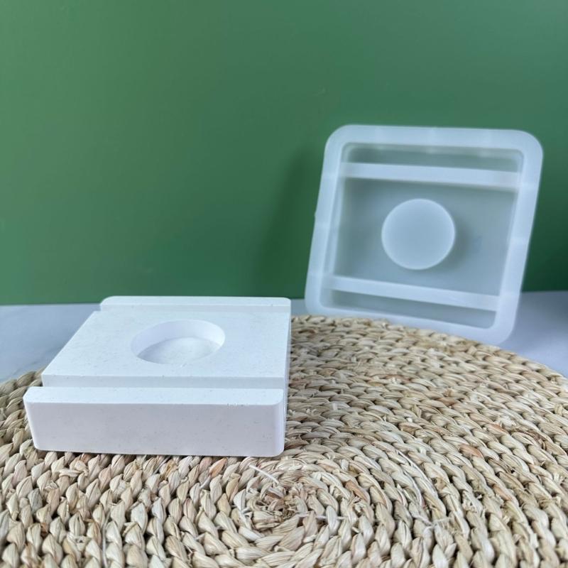 Square Candlestick Molds Single Hole Candle Holder Molds for DIY Tealight Candle Holder Candlestick Room Decorations
