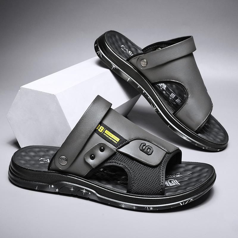 

Пляжная обувь мужская 2025 новая летняя одежда легкие сандалии двойного назначения мужские уличные повседневные тапочки для вождения нескользящие 44 серый