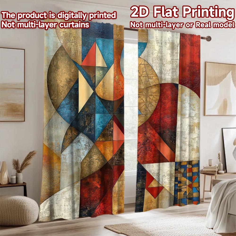 1pc 2D flat Photography Backdrop Popular Background cloth Geometric Colorful Shapes 100% Polyester Vibrant Reunion Perfect for