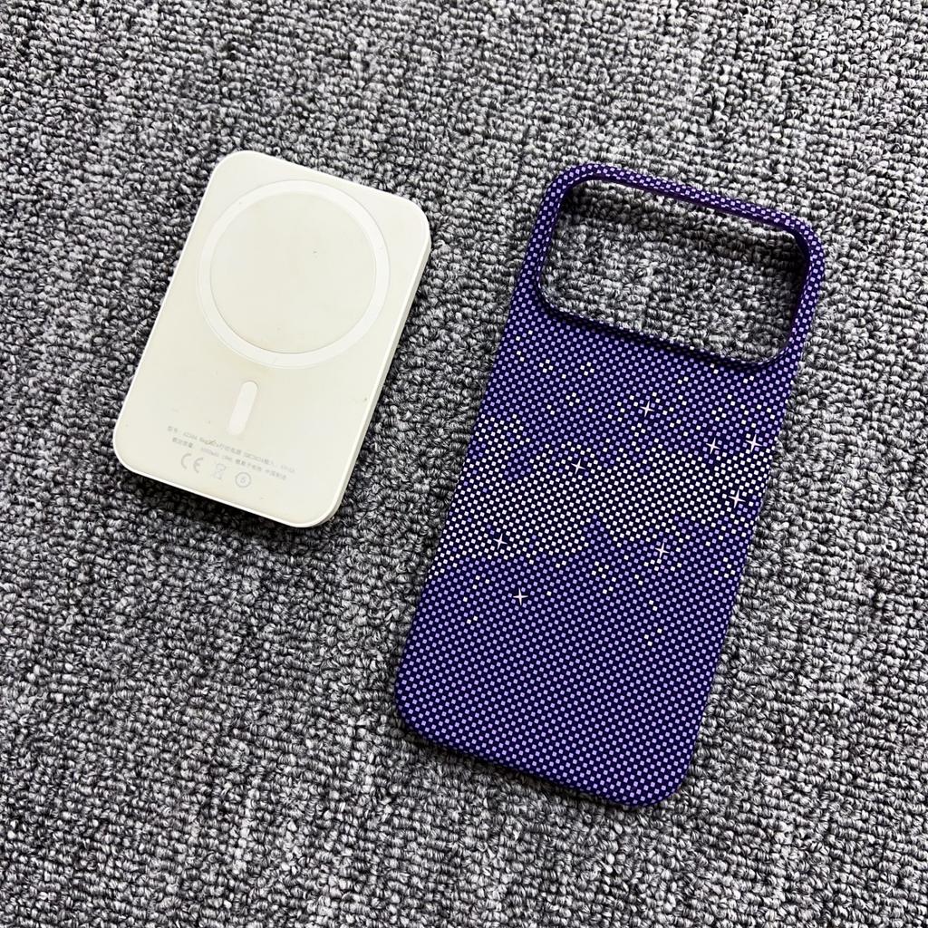 Frameless Carbon Fiber Starry Sky For Magsafe Magnetic Case For 17 Air 16 15 14 13 12 Pro Max Plus Wireless Charge Cover