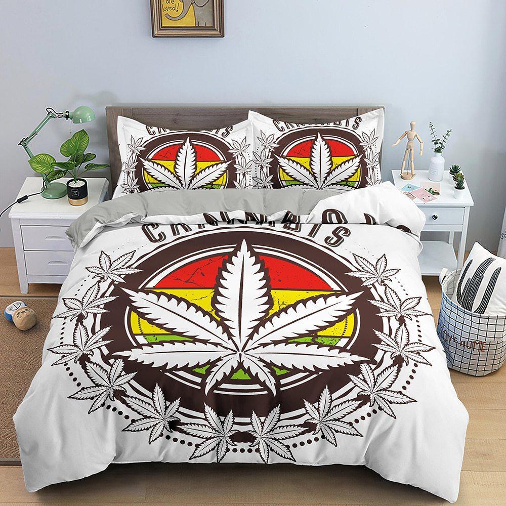 

3D Digital Printing Bedding Colorful Leaf Quilt Cover Three-Piece Home Textile Model 70 * 133