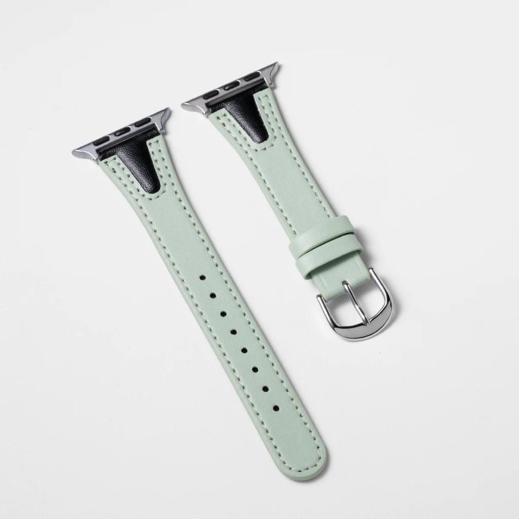 Leather Band for Apple Watch Series 11 10 9 8 7 6 5 4 SE Slim Strap for Iwatch 38mm 40mm 41mm 42mm 45mm 49mm Two Color Bracelet