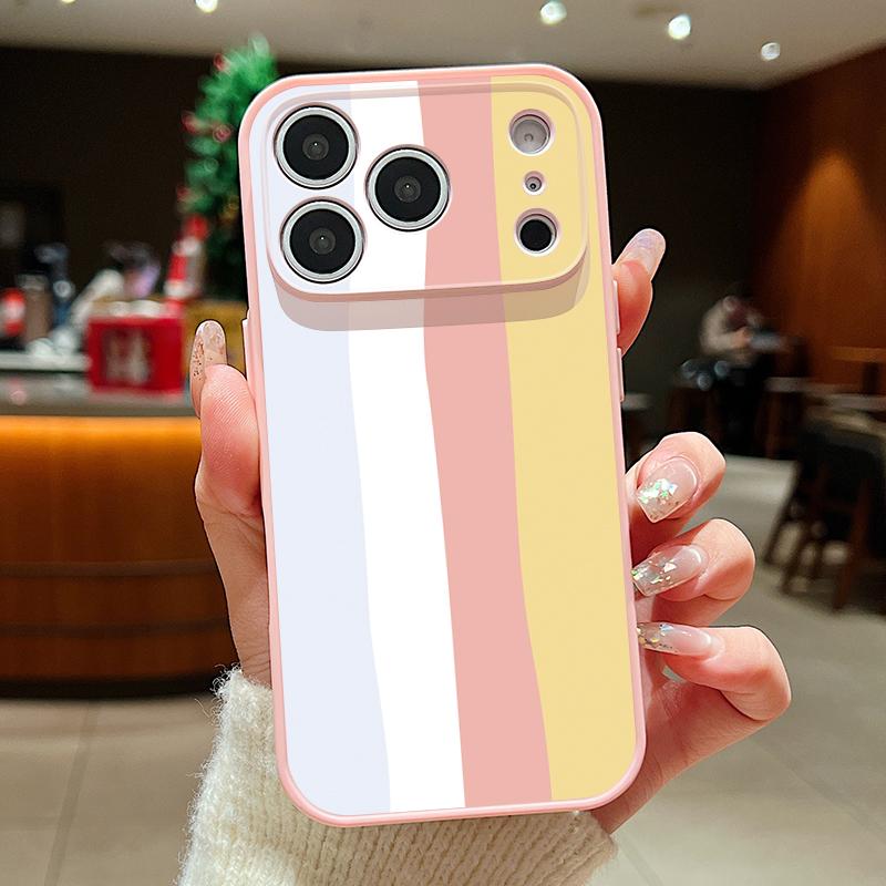 Rainbow Color Striped Phone Case For iPhone 17 Pro Max Hybrid TPU+PC Magnetic For Magsafe Matte Cover For iPhone 16 15 14 13 Pro Max