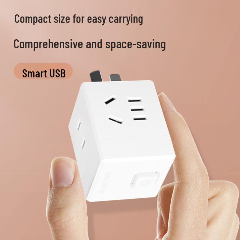 Multi-Functional Wireless Rubik's Cube USB Plug with Power Switch and Outlet Strip