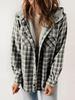 Autumn and winter women's plaid jacket long sleeved hairy hooded jacket with pockets