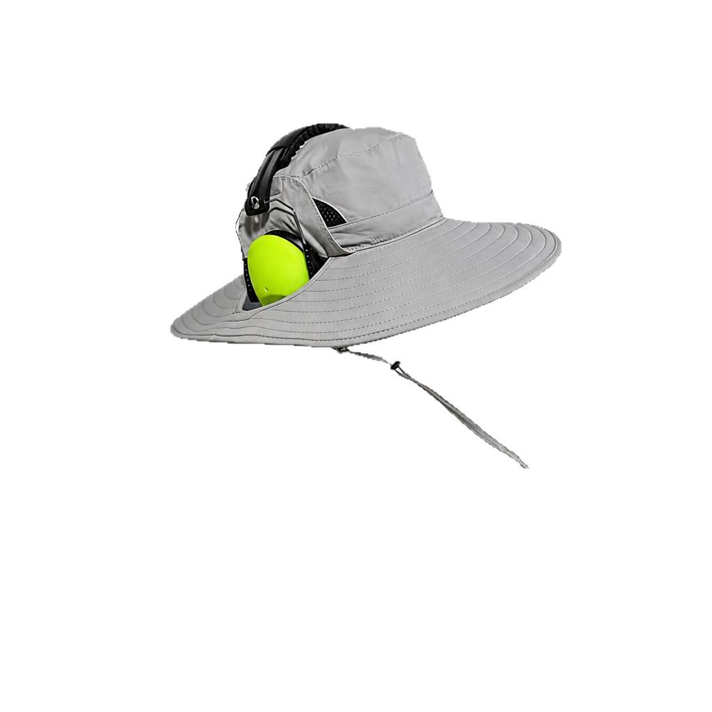 Mens Large Brim Wire Supported Sun Protection Outdoor Fisherman Hat Compatible With Headphones