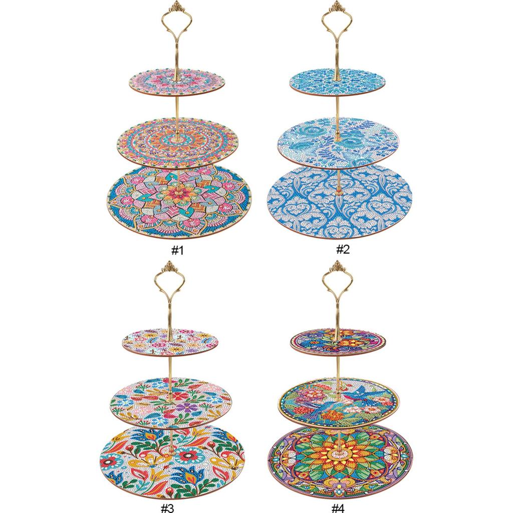 3-Tier Mandala Diamond Art Cake Stand Kit Acrylic Diamond Art Tray for Weddings Birthdays Thanksgiving Elegant Table Decor