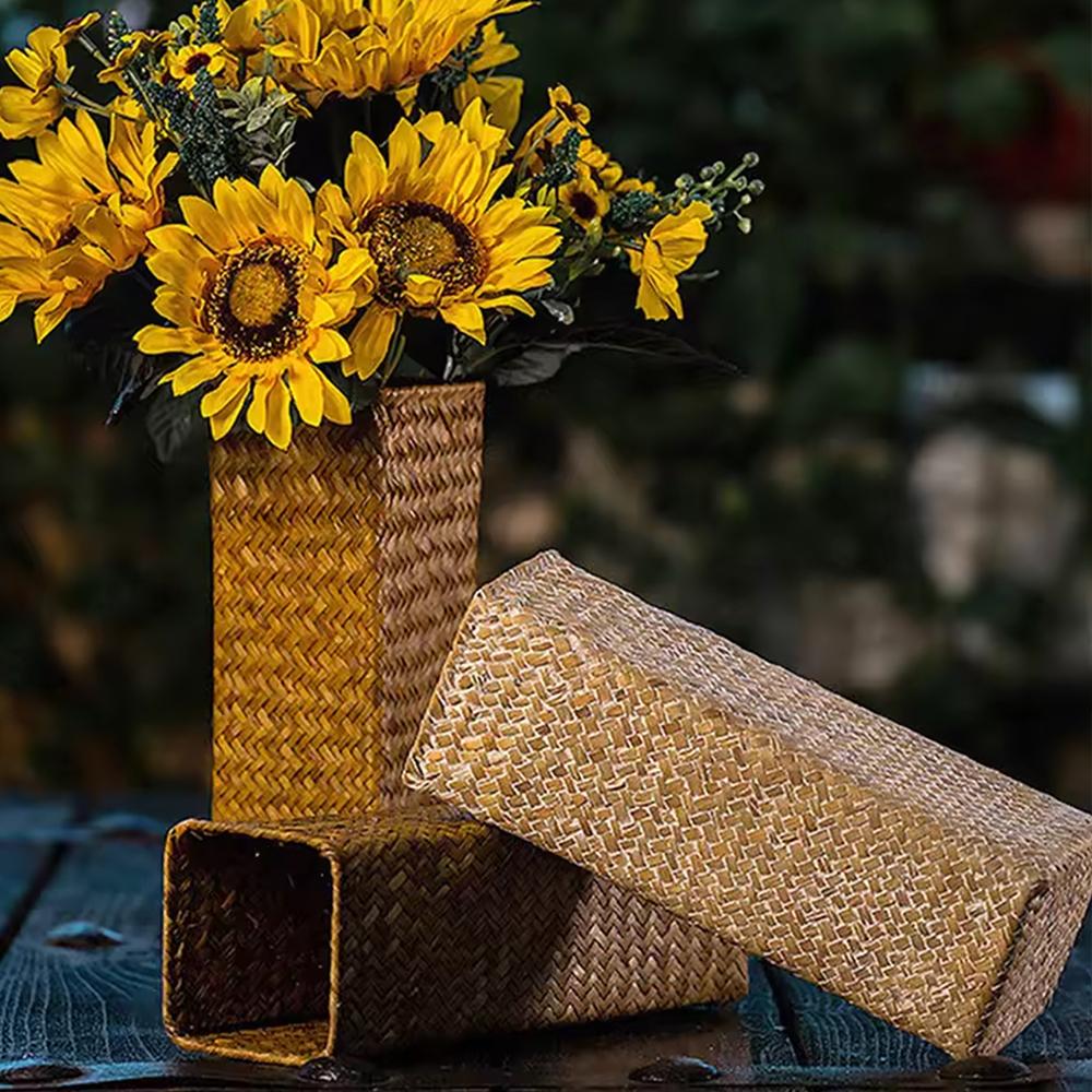 Handmade Woven Flower Vase Creative Flower Basket Weaving Room Flower Arranger Gypsophila Dried Flower Pot Home Decoration