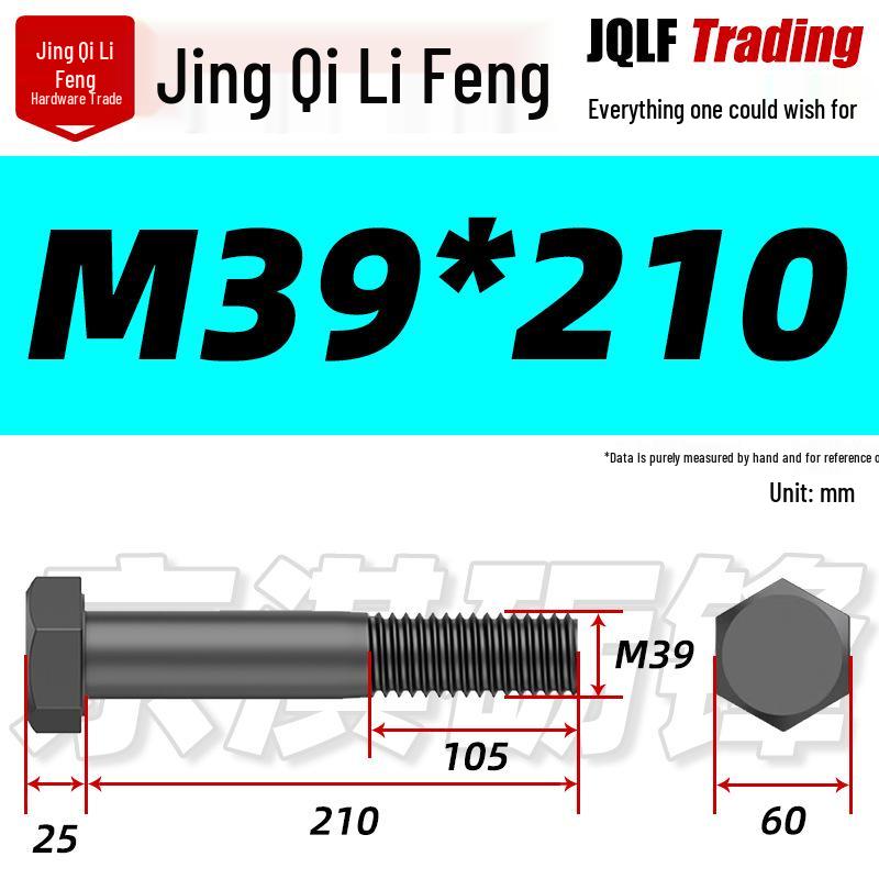 M27-M39 Grade 12.9 Blackened Half-Thread Hexagon Bolt