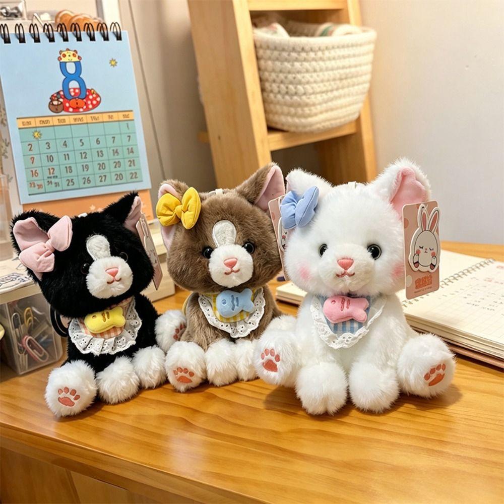 Stuffed Plush Pendant Doll Cat Shaped Table Companion Doll Cute Cat Keychain For Children