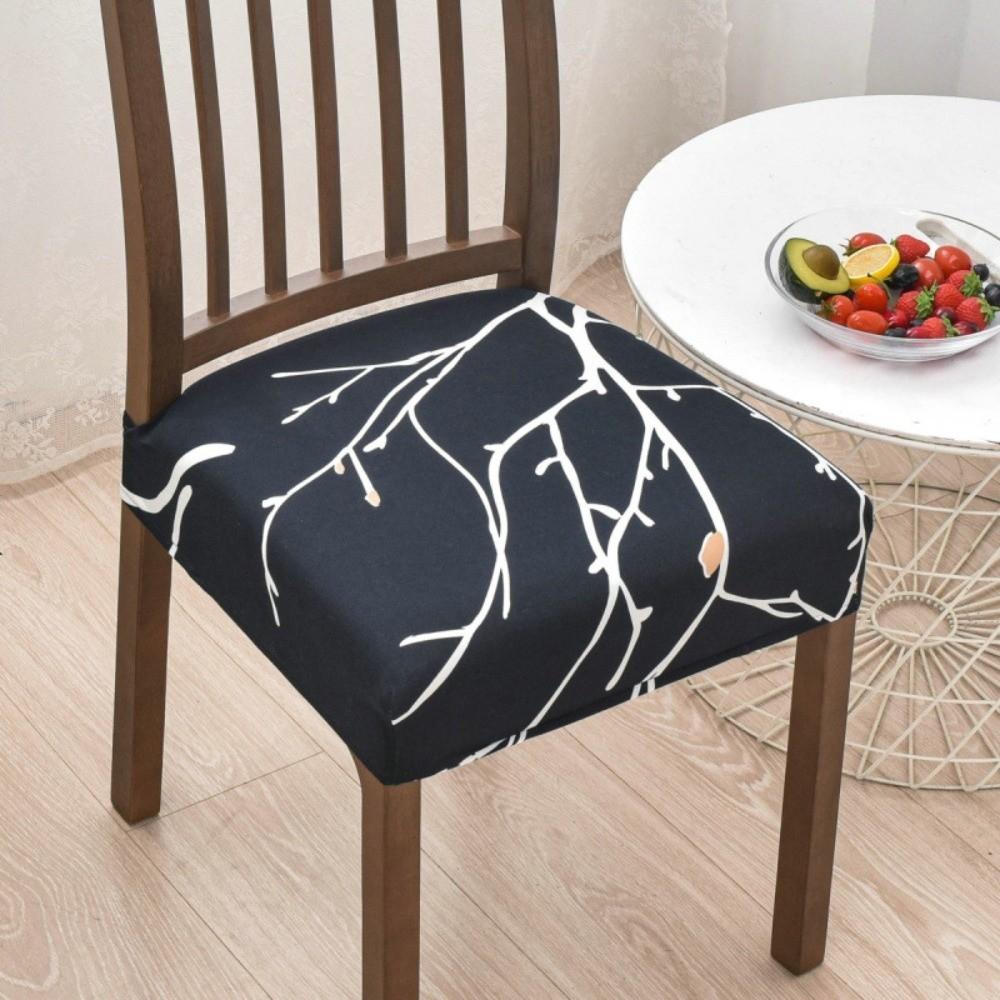 

Soft Printed Design Stretch Chair Cover Square Elastic Bottom Chair Seat Cover Removable Chair Slipcover Home Decor