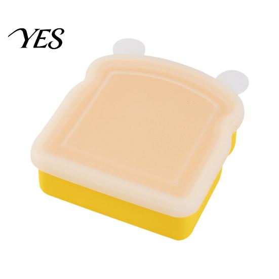 Portable Breakfast Box Silicone Sandwich Holder Lunch Box, Microwave Safe Food Container for Bread Keeper Work Toast, Leak-Proof Bento School,