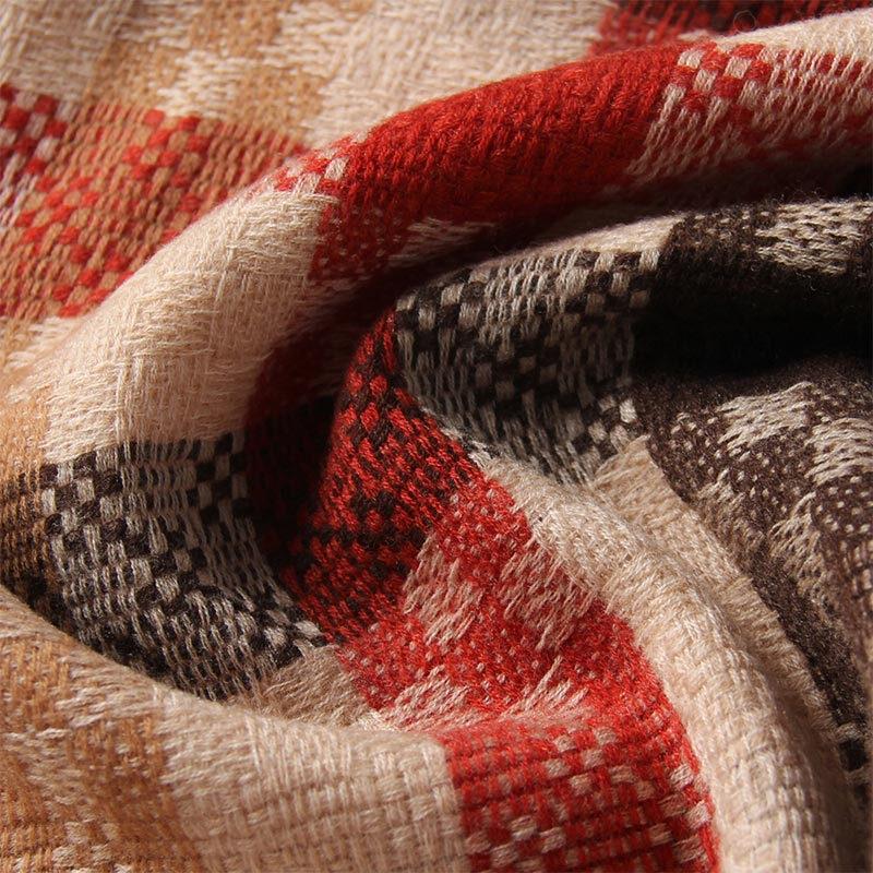 G·TENNA Women's Retro Plaid Wool Scarf