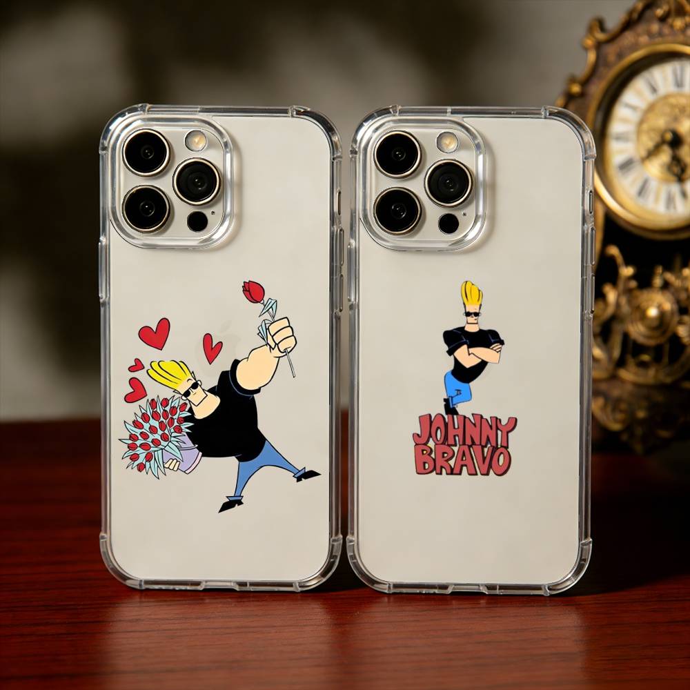 J-Johnny B-Bravo Anime Phone Case For iPhone17,16,15,14,13Pro Max,us,Soft Silicone Transparent Cover