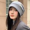 Korean Hat Women's Big Head Wool Knitted Hat Versatile Face Showing Small Pile of Hats Retro Warm Cold Hat