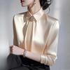 Satin Women's Blouses Korean Office Lady Shirts FASHION Loose Spring/Summer Vintage Clothing Solid Long Sleeve Women Tops
