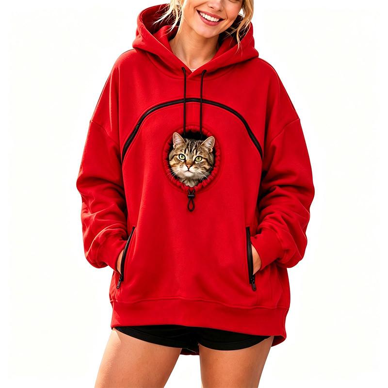 Pet Pouch Hoodie Cat Hoodie Big Size With Pouch Pull Pocket For Dogs Hoodies Front Cats Dogs Carrier Sweatshirts Side Zip Pocket