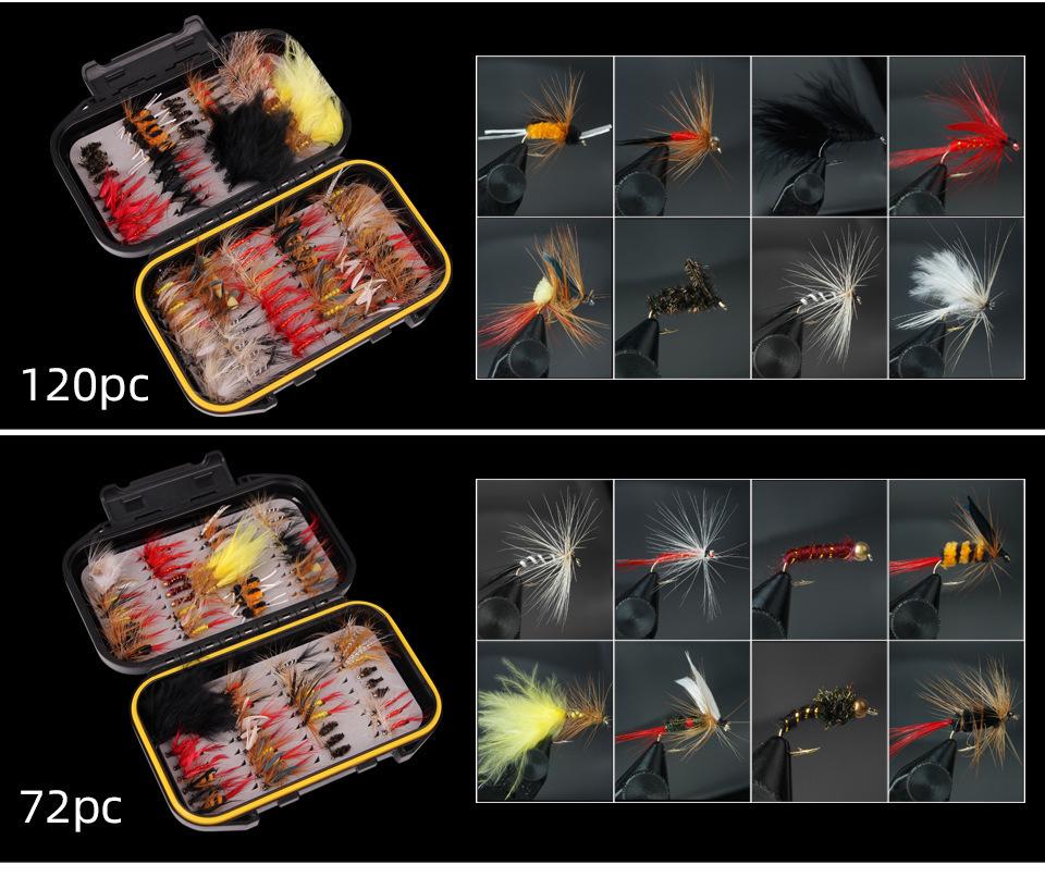 120-Piece Bionic Fly Fishing Hooks & Lure Baits Set - Various Styles