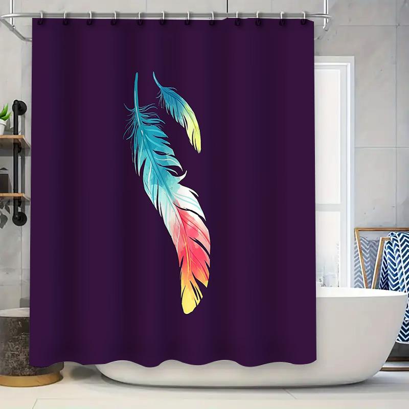 

Bohemian Shower Curtain Nature Feather Print Waterproof Bathroom Decor Farmhouse Teal Blue Green Forest Woodland Artistic Home T W60H190(CM)-1 Pcs