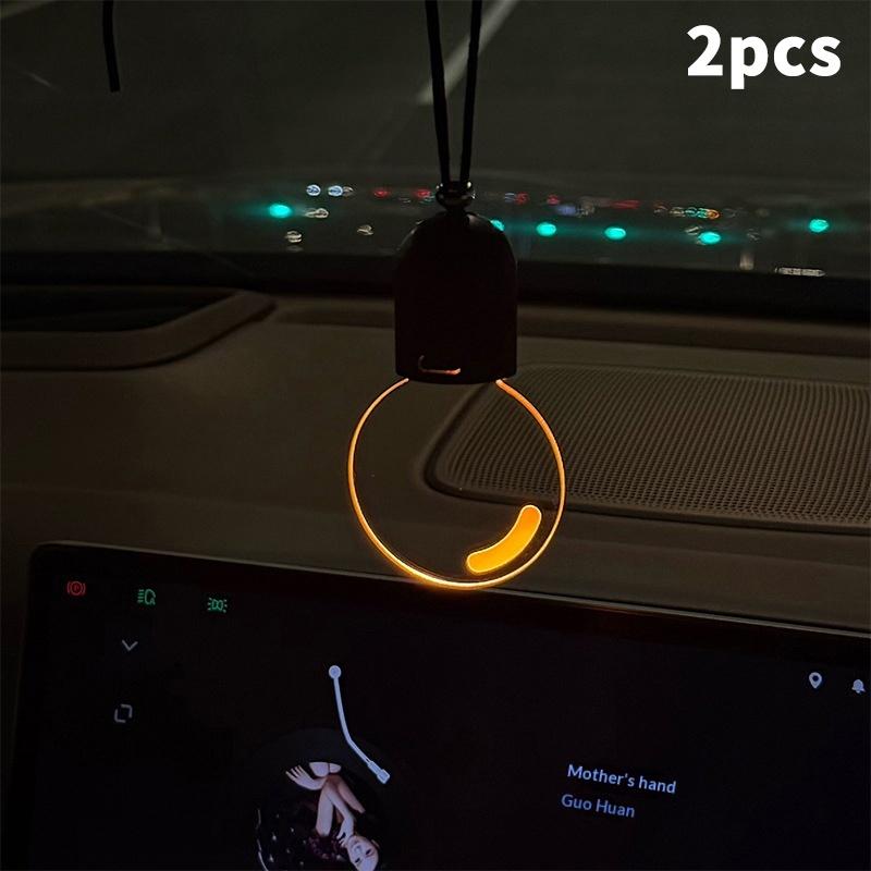 Car Rearview Mirror Pendant Decor Flat Acrylic Retro Light Bulb Atmosphere Ambient Light Interior Decoration For Car 1/2Pcs