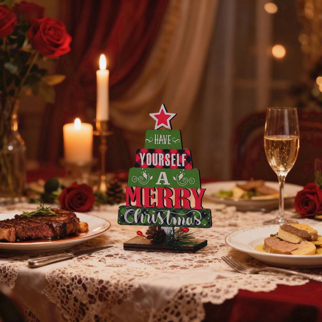 Christmas Wooden Desktop Ornaments Letter Christmas Tree Scene Dress Props Decorations