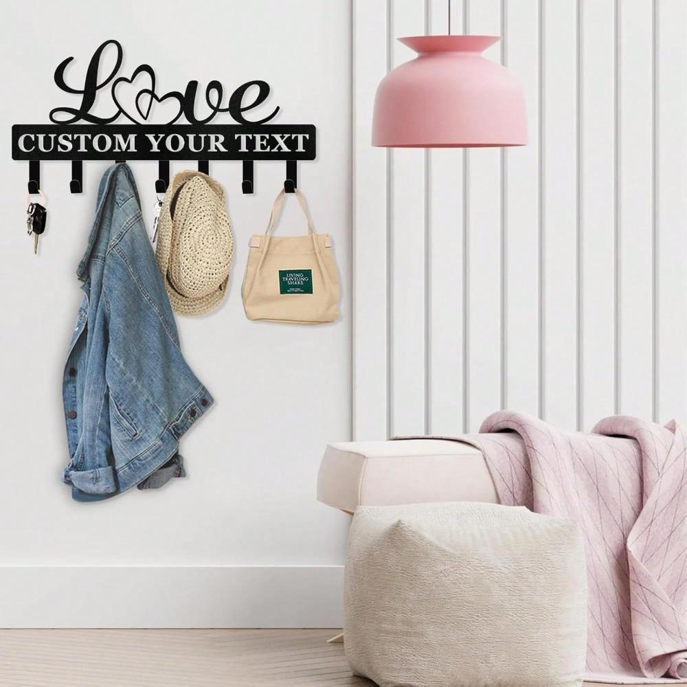 

Personalized Metal Key Holder Wall Mount Love Design Entryway Coat Rack 10in разноцветный