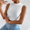 European and American women's clothing pullover round neck sleeveless exposed navel short small vest women's summer outer wear with a micro backless t