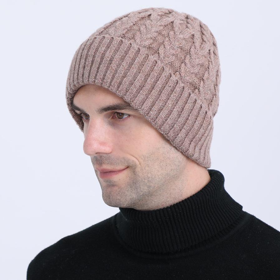 New Autumn and Winter Knitted Warm Pullover Cap Men's Fleece Ear Protection Cap
