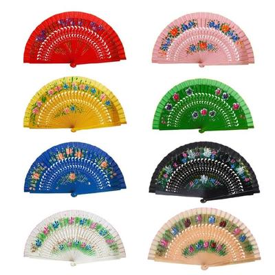 Chinese Hand Paint Folding Hand Fan for Women Spanish Folding Fan Wood