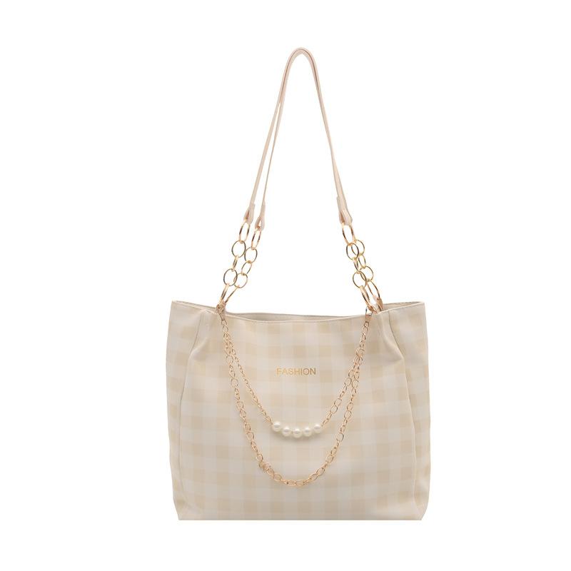 Plaid largecapacity bag women's new niche plaid tote bag fashion underarm shoulder messenger bag