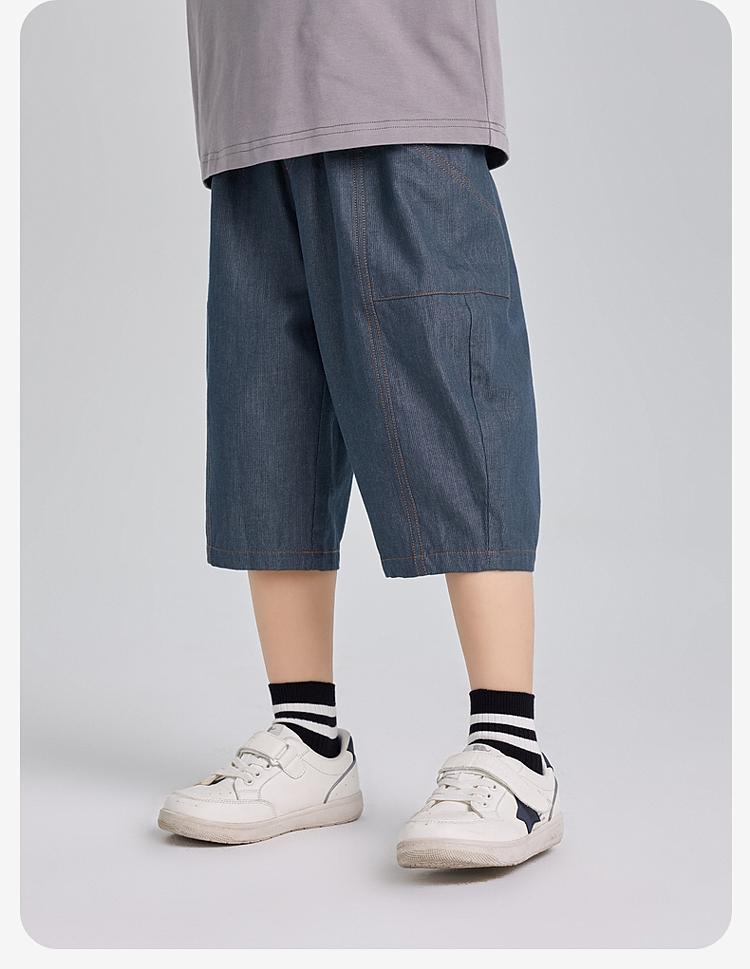 David Bella boys' curved knife pants summer outfit new mid size children's pure cotton imitation jeans children's cropped pants
