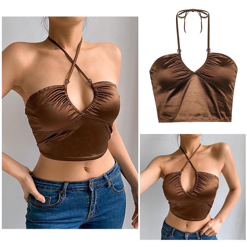Brown 2021 Vintage Clothes Y2k Corset Crop Top Women Gothic Sexy Cyber Baby Tee Aesthetic Grunge 90s Ropa Fairycore Summer New