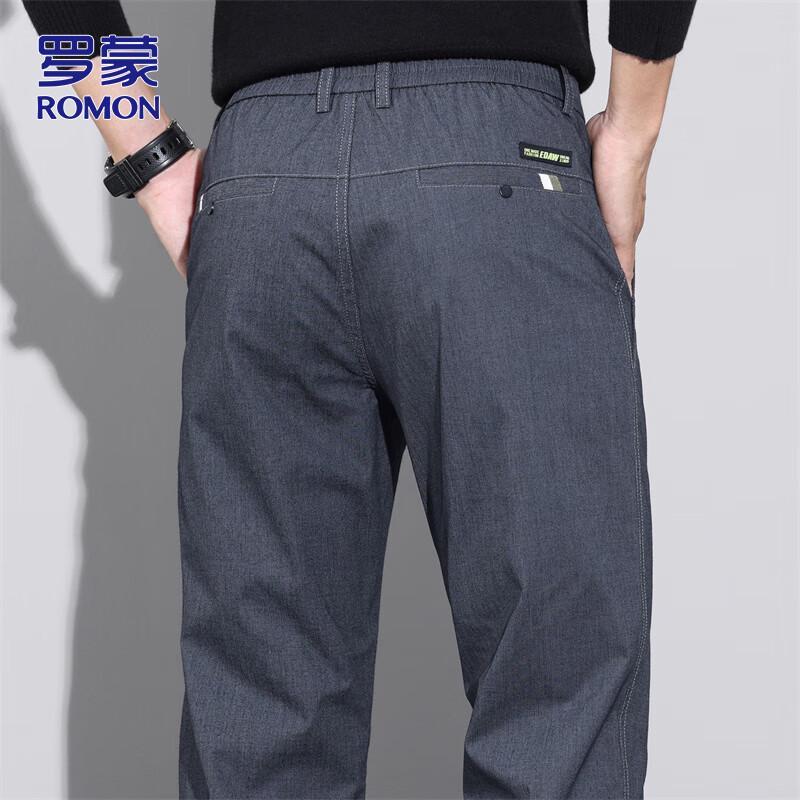 

ROMON Men s Straight-Leg Elastic Business Casual Trousers 38