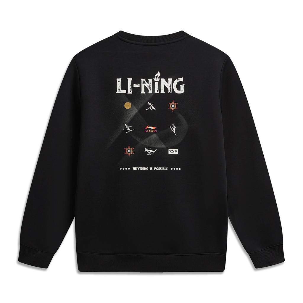 Li Ning DNA Series Winter Sports Inspired Limited American Retro Casual Fashion Versatile Logo Crew Neck Pullover Sweatshirt Men Sweatshirt AWDWC13-3