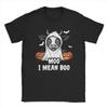 Moo I Mean Boo Funny Cow Wearing Halloween Ghost  T Shirt Amazing Tee Shirt Short Sleeve Round Neck T-Shirt Cotton Summer Top