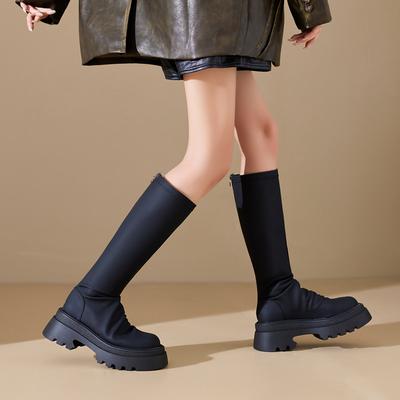 New Big Tube Circumference Boots Women's Thick-soled High Tube Fat Mm Thin Boots Stacking Boots Small Man Heightening Boots