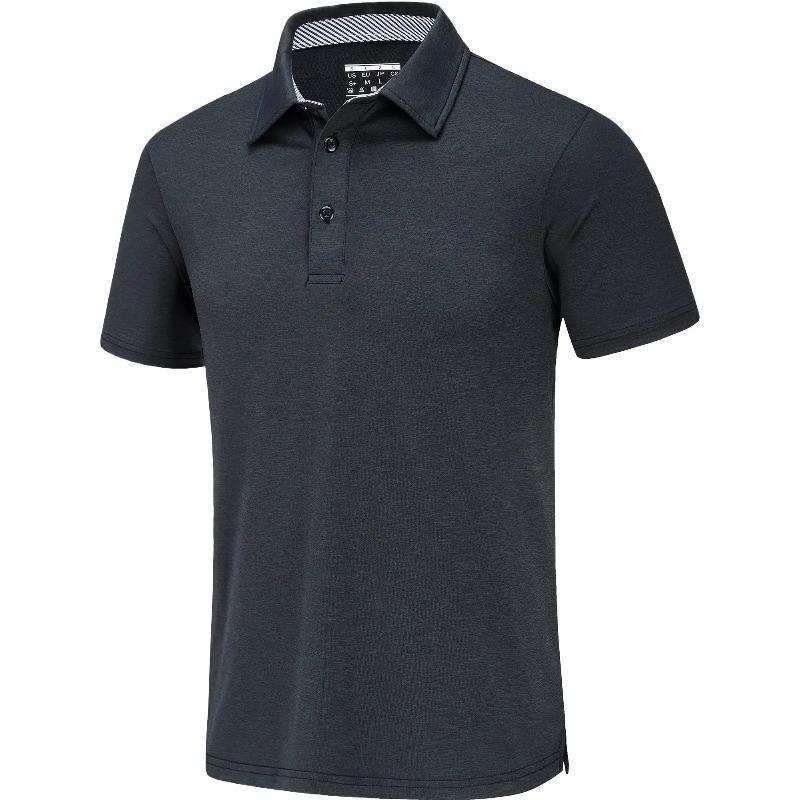 Summer Polo T-shirts Mens Casual Short Sleeve Shirts 3 Buttons Down Quick Dry Breathable Golf Fishing Pullover Workwear