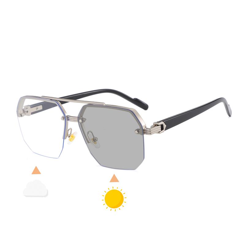 1/2PCS Men Metal Sunglasses Square Half Frame Photochromic Glasses Casual Trend Personality Fashion Outdoor Sports Eyeglasses