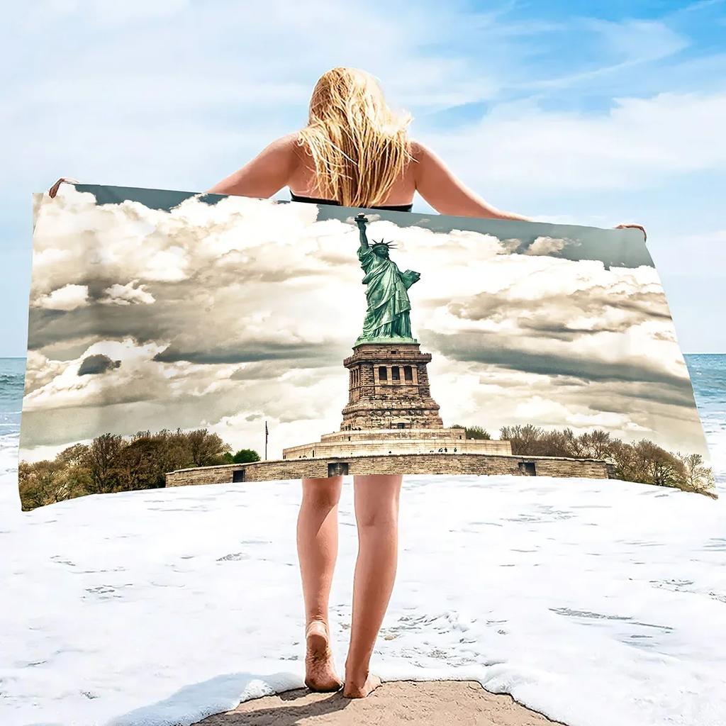 Beach Towel Statue of Liberty Microfiber Beach Towels Quick Dry Towel Sand Proof Super Absorbent Beach Towels Independence Day