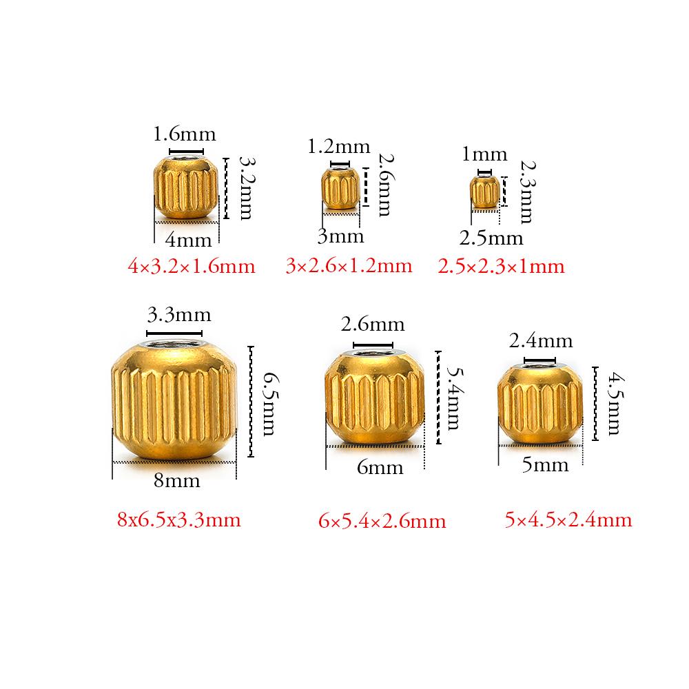 50pcs Stainless Steel Beads 18k Gold Color 4mm 6mm 8mm Ridged Cyclinder Tube Spacer Loose Beads for Jewelry Making DIY Findings