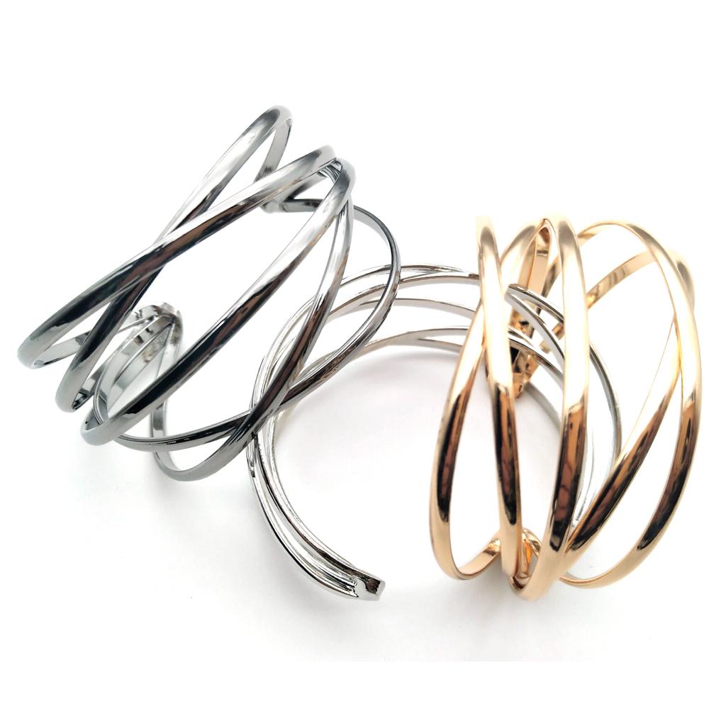 Fashionable Hollow Bangles Irregular Cuff Geometric Bracelets Metal Texture Wrist Jewelry for Parties and Daily Wear