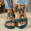 Bohemian Flat Sandals for Women Floral Beach Shoes Buckle Secure Elastic Strap Elegant Butterfly Design Sandalias De Mujer