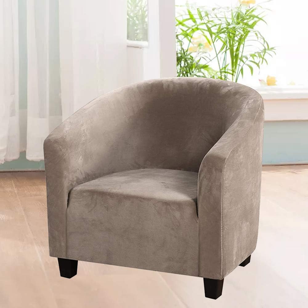 GULI Velvet Tub Chair Covers for Armchairs, Club Chair Slipcover, Wing Back Covers High Stretch Sofa Covers Spandex Plush Seat Covers Furniture
